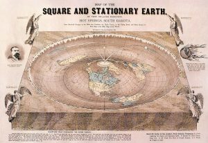 Mapa da Terra plana desenhado por Orlando Ferguson em 1893 / Crédito: Wikimedia Commons 