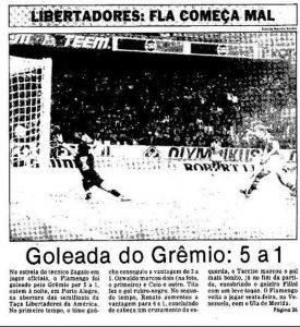 Maior goleada sofrida pelo Flamengo tinha sido em 1984, para o Grêmio (Foto: Acervo O Globo) 