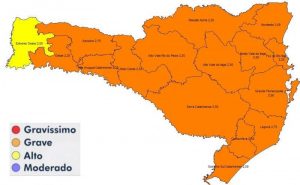 Mapa de risco divulgado pelo governo nesta quinta-feira (Foto: SES, Divulgação) 